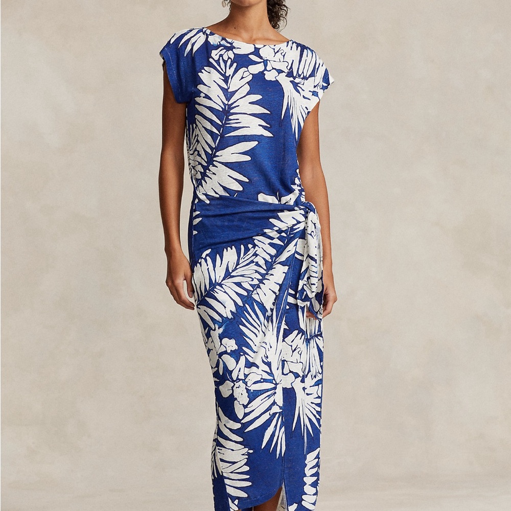 Ralph Lauren linen faux-wrap dress